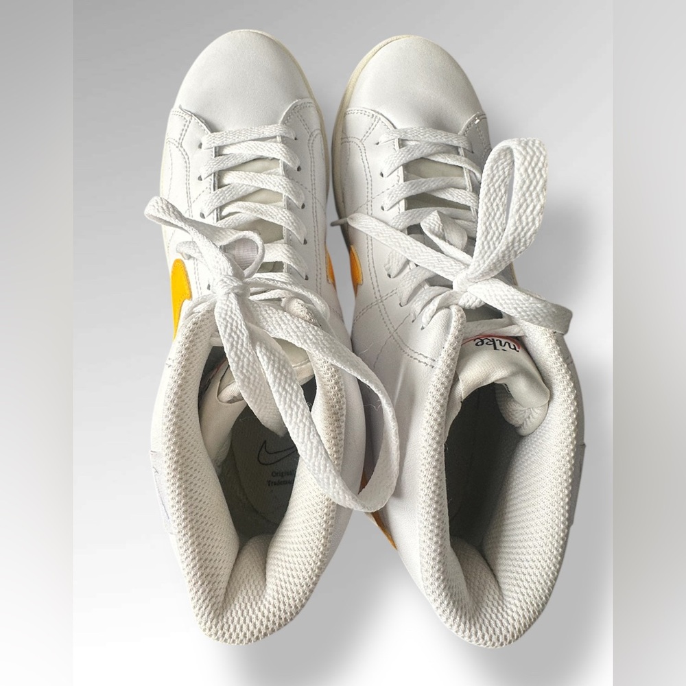 Nike Womens 8 Sneaker Court Royale 2 Mid White Gold Swoosh Retro Shoe DJ2005-100 - Picture 5 of 12